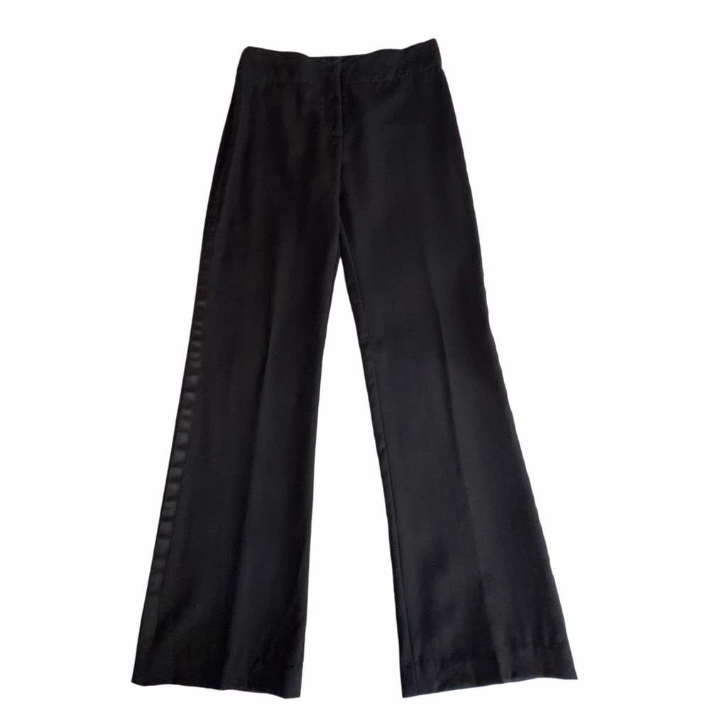 Arden B Black Wide-Leg Wool Tuxedo Pants